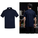 Maxbell 2xChef Coat Jacket with Pocket Short Sleeve Shirt Breathable Waiter Apparel L Dark Blue