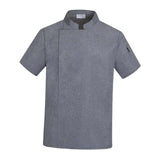 Maxbell 2xChef Coat Jacket with Pocket Short Sleeve Shirt Breathable Waiter Apparel 2XL Gray