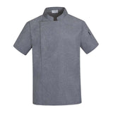 Maxbell 2xChef Coat Jacket with Pocket Short Sleeve Shirt Breathable Waiter Apparel 2XL Gray