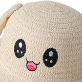 Maxbell 2xRabbit Ear Sunshade Straw Hat Trendy Fisherman Caps for Street Trips Outdoor Beige