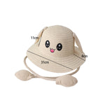 Maxbell 2xRabbit Ear Sunshade Straw Hat Trendy Fisherman Caps for Street Trips Outdoor Beige