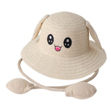 Maxbell 4xRabbit Ear Sunshade Straw Hat Trendy Fisherman Caps for Street Trips Outdoor Beige