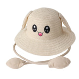 Maxbell 4xRabbit Ear Sunshade Straw Hat Trendy Fisherman Caps for Street Trips Outdoor Beige
