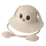 Maxbell 3xRabbit Ear Sunshade Straw Hat Trendy Fisherman Caps for Street Trips Outdoor Beige