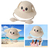 Maxbell 3xRabbit Ear Sunshade Straw Hat Trendy Fisherman Caps for Street Trips Outdoor Beige