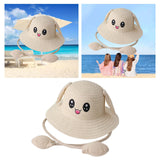 Maxbell 2xRabbit Ear Sunshade Straw Hat Trendy Fisherman Caps for Street Trips Outdoor Beige
