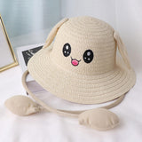 Maxbell 2xRabbit Ear Sunshade Straw Hat Trendy Fisherman Caps for Street Trips Outdoor Beige