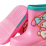 Maxbell Rain Boots Cartoon Pattern Easy on Handle Non Slip Waterproof Shoes for Kids Pink Blue 17cm