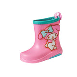 Maxbell Rain Boots Cartoon Pattern Easy on Handle Non Slip Waterproof Shoes for Kids Pink Blue 17cm