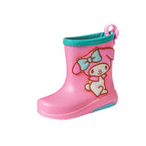 Maxbell Rain Boots Cartoon Pattern Easy on Handle Non Slip Waterproof Shoes for Kids Pink Blue 17cm