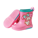 Maxbell Rain Boots Cartoon Pattern Easy on Handle Non Slip Waterproof Shoes for Kids Pink Blue 18cm
