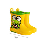 Maxbell Rain Boots Cartoon Pattern Easy on Handle Non Slip Waterproof Shoes for Kids Yellow 16cm