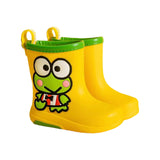 Maxbell Rain Boots Cartoon Pattern Easy on Handle Non Slip Waterproof Shoes for Kids Yellow 16cm