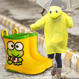 Maxbell Rain Boots Cartoon Pattern Easy on Handle Non Slip Waterproof Shoes for Kids Yellow 16cm