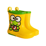 Maxbell Rain Boots Cartoon Pattern Easy on Handle Non Slip Waterproof Shoes for Kids Yellow 16cm