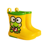 Maxbell Rain Boots Cartoon Pattern Easy on Handle Non Slip Waterproof Shoes for Kids Yellow 16cm