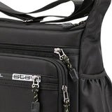 Maxbell 2xMen Shoulder Bag with Zipper Closure Girls Oxford Multilayer Pocket Tote Bag black