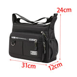 Maxbell 2xMen Shoulder Bag with Zipper Closure Girls Oxford Multilayer Pocket Tote Bag black