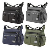 Maxbell 2xMen Shoulder Bag with Zipper Closure Girls Oxford Multilayer Pocket Tote Bag black