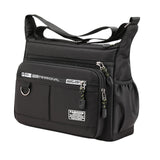 Maxbell 2xMen Shoulder Bag with Zipper Closure Girls Oxford Multilayer Pocket Tote Bag black