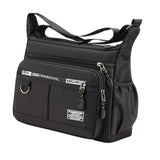 Maxbell 2xMen Shoulder Bag with Zipper Closure Girls Oxford Multilayer Pocket Tote Bag black