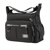 Maxbell 2xMen Shoulder Bag with Zipper Closure Girls Oxford Multilayer Pocket Tote Bag black