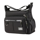 Maxbell 2xMen Shoulder Bag with Zipper Closure Girls Oxford Multilayer Pocket Tote Bag black
