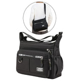 Maxbell 2xMen Shoulder Bag with Zipper Closure Girls Oxford Multilayer Pocket Tote Bag black