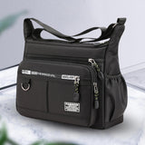 Maxbell 2xMen Shoulder Bag with Zipper Closure Girls Oxford Multilayer Pocket Tote Bag black