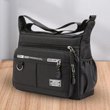 Maxbell 2xMen Shoulder Bag with Zipper Closure Girls Oxford Multilayer Pocket Tote Bag black
