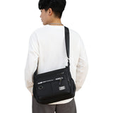 Maxbell 2xMen Shoulder Bag with Zipper Closure Girls Oxford Multilayer Pocket Tote Bag black