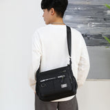 Maxbell 2xMen Shoulder Bag with Zipper Closure Girls Oxford Multilayer Pocket Tote Bag black