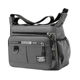 Maxbell 2xMen Shoulder Bag with Zipper Closure Girls Oxford Multilayer Pocket Tote Bag gray