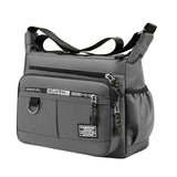 Maxbell 2xMen Shoulder Bag with Zipper Closure Girls Oxford Multilayer Pocket Tote Bag gray