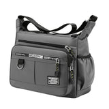 Maxbell 2xMen Shoulder Bag with Zipper Closure Girls Oxford Multilayer Pocket Tote Bag gray