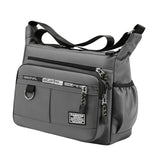 Maxbell 2xMen Shoulder Bag with Zipper Closure Girls Oxford Multilayer Pocket Tote Bag gray