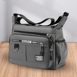 Maxbell 2xMen Shoulder Bag with Zipper Closure Girls Oxford Multilayer Pocket Tote Bag gray