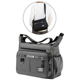 Maxbell 2xMen Shoulder Bag with Zipper Closure Girls Oxford Multilayer Pocket Tote Bag gray