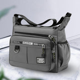 Maxbell 2xMen Shoulder Bag with Zipper Closure Girls Oxford Multilayer Pocket Tote Bag gray