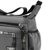 Maxbell 2xMen Shoulder Bag with Zipper Closure Girls Oxford Multilayer Pocket Tote Bag gray