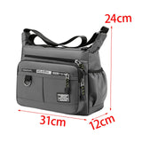 Maxbell 2xMen Shoulder Bag with Zipper Closure Girls Oxford Multilayer Pocket Tote Bag gray