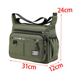 Maxbell 2xMen Shoulder Bag with Zipper Closure Girls Oxford Multilayer Pocket Tote Bag green