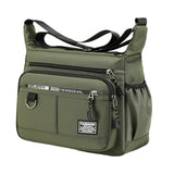 Maxbell 2xMen Shoulder Bag with Zipper Closure Girls Oxford Multilayer Pocket Tote Bag green