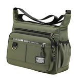 Maxbell 2xMen Shoulder Bag with Zipper Closure Girls Oxford Multilayer Pocket Tote Bag green