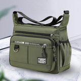 Maxbell 2xMen Shoulder Bag with Zipper Closure Girls Oxford Multilayer Pocket Tote Bag green