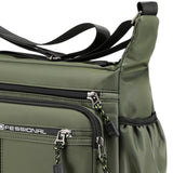 Maxbell 2xMen Shoulder Bag with Zipper Closure Girls Oxford Multilayer Pocket Tote Bag green