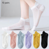 Maxbell 4xAnkle Boat Socks 10 Pairs Anti Skid Hosiery Fashion Casual Socks Short Socks woman