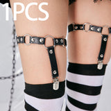 Maxbell 2xElastic Punk Gothic Garter Leg Chain Punk Garter Belt for Halloween Festival