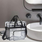 Maxbell 2xPVC Tote Durable Purse Clear Bags Stadium for Camping Sports Events Shopping Black