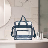 Maxbell 2xPVC Tote Durable Purse Clear Bags Stadium for Camping Sports Events Shopping Gray